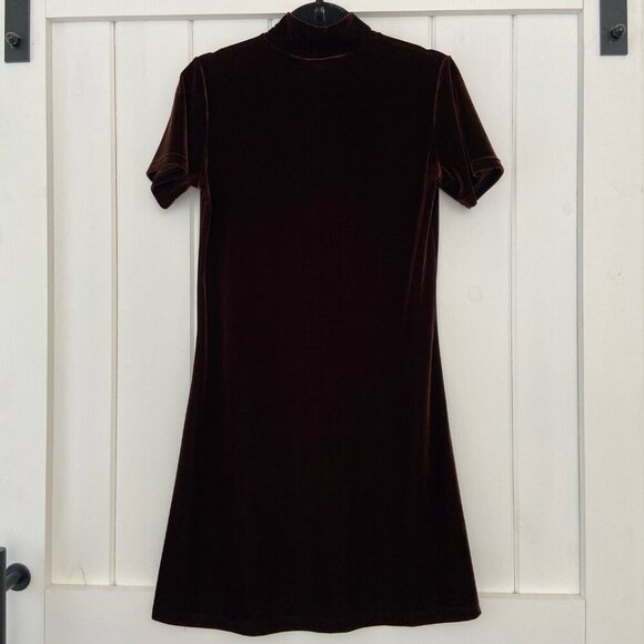 Vintage Velvet Dress Size 4 Dark Brown Knee Length Whimsigoth Witchy Romantic - Picture 5 of 8